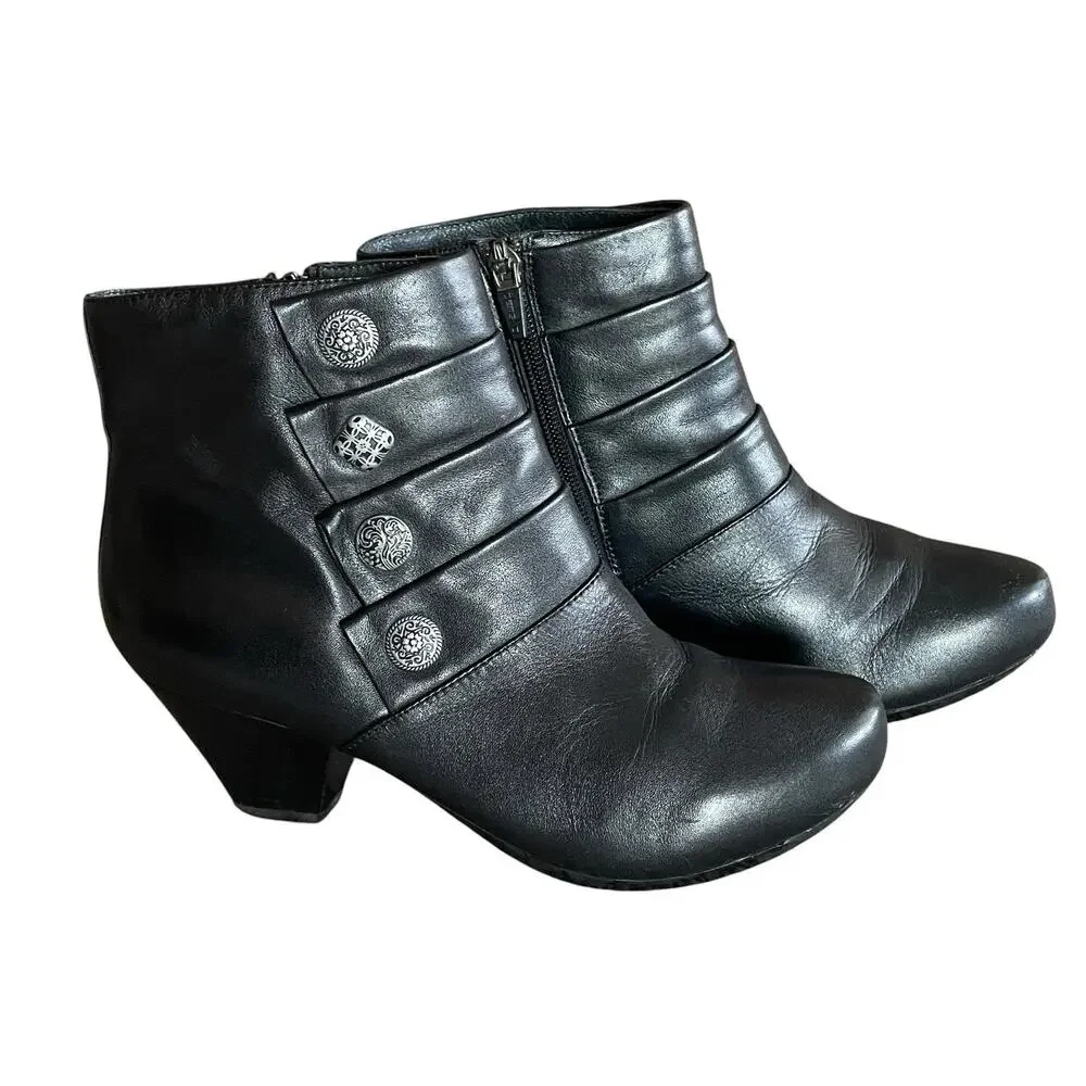 DANSKO Baker Women's Size 37/6.5-7 Black Nappa Leather Side Zip Ankle Boots - Picture 3 of 9